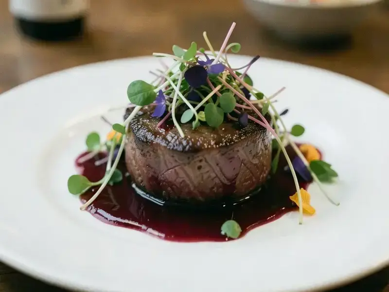 肉料理の盛り付け